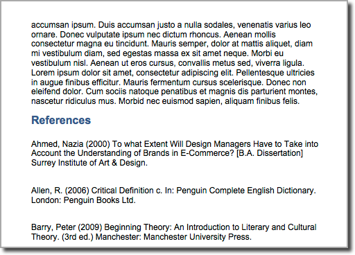 Example of references section