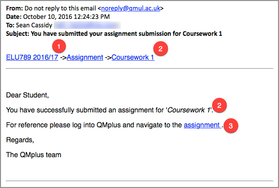 QMplus assignment submission receipt
