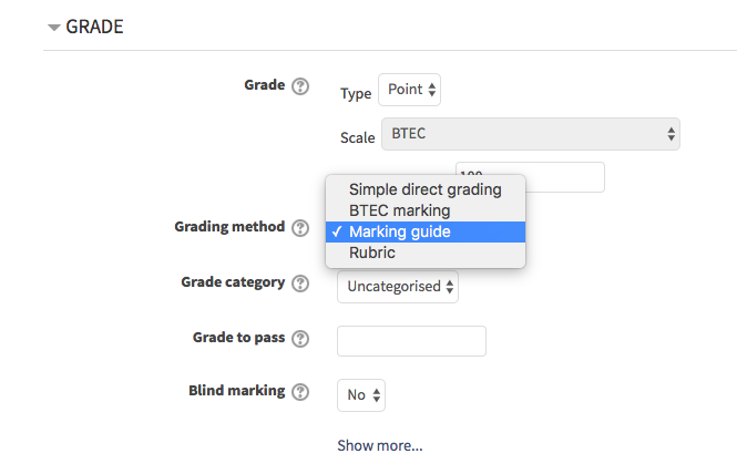 marking guide - grading method